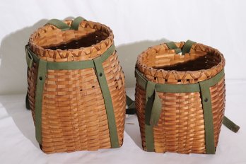 Vintage Woven Wicker Fishing Basket Decor
