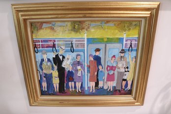William F Marlieb 02 Painting Subway Car Scene Measures Approximately 26 W X 22 Tall.