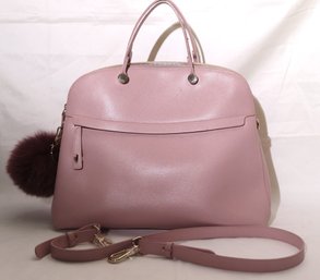 Genuine Leather Pink Furla Handbag Made In Italy, Includes A Strap And Matching Accessories Bag