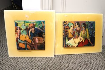 Two Giora Limited Ed Wall Plaques With Ladies In Conversation
