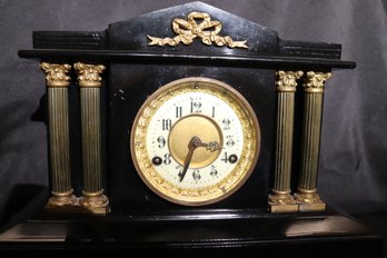 Vintage SF Manufactured By The British United Clock Co, Birmingham England Stone Mantle Clock