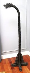 Unique Chinese Carved Wood Floor Lamp For Hanging Lantern With Dragon Motif