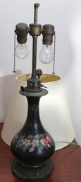 Vintage Hand Painted Table Lamp With Floral Design