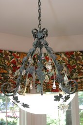 Ceiling Fixture With Ornate Foliage Design And A Frosted Glass Shade Approx. 26.5 X 24 Inches