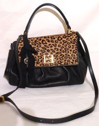 Escada Genuine Leather Handbag With Leopard Print