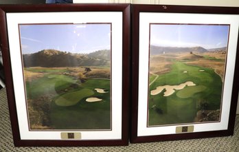 Pair Of Framed Photos Of Legends Golf Courses In Mahogany Frames