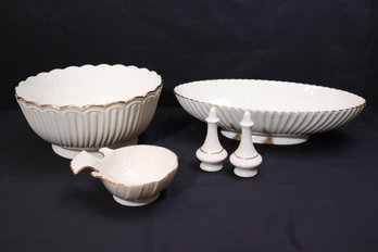 Collection Of Lenox Serving Pieces As Pictured Includes A Large House Warming Bowl And Long Serving Dish