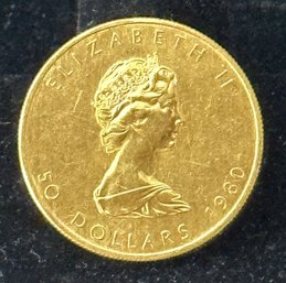 1 Ozt Gold Canadian Maple Leaf Coin (1980)  .999 Fine Gold