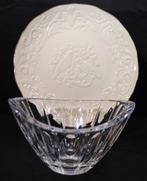 Lenox The Wedding Promises Anniversary Plate And Lenox Crystal/ Glass Bowl