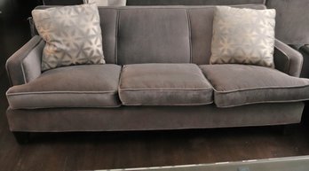 Cozy, Comfortable, Contemporary Custom Sofa In A Modern Gray Toned Mohair Fabric, Nice Sofa In Good Condition