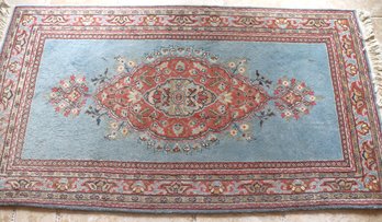 Lapis Kusadasi Area Rug, Konyaladik Origin With A Floral Design, Wool On Cotton 66 X 36 Inches