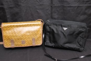 Vintage Prada And Fendi Pocketbooks. Fendi Crossbody Bag, Prada  Logo Bag.
