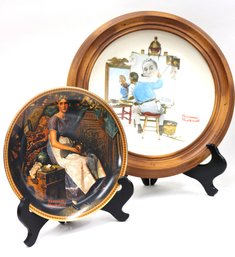 Norman Rockwell Triple Self-portrait Collectible Plate In Wood Frame & Unframed Plate