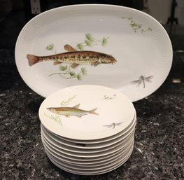 Bareuther Waldsassen Bavaria Germany Fish Plate Set