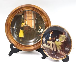 Norman Rockwell The Marriage License Collectible Plate In Wood Frame & Pondering Unframed