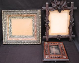 Collection Of Frames Include Carved Wood Frame With Grape Cluster & Foliage Accents Along The Edges