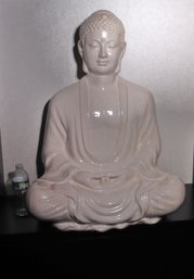 Large Buddha Sculpture Made From Ceramic By Emissary With A Crackle Finish