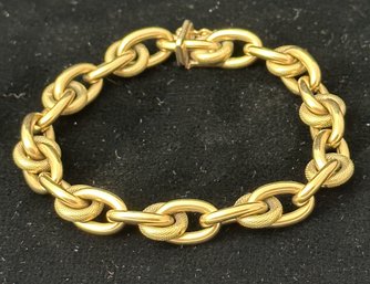 14K YG 8 Inch Hollow Mixed Link Bracelet Made In Italy