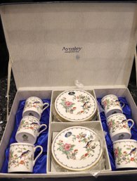 Includes Pembroke Cup And Saucer Set Aynsley Made In England And Pierced Brass Serving Tray With Handles