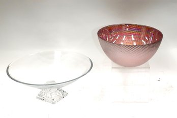 Two Contemporary Decorative Bowls With Radiance Pearl & Mikasa Elite Crystal