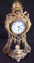 Vintage Stylish Art Nouveau Brass Finished Clock