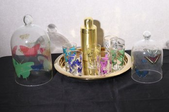 Barware Includes Glass Covers With Butterfly Pattern From Fringe And Butterfly Glass Set By ARC And More