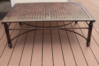 Large Burnished Bronze Color, Metal Bamboo Style Coffee Table.