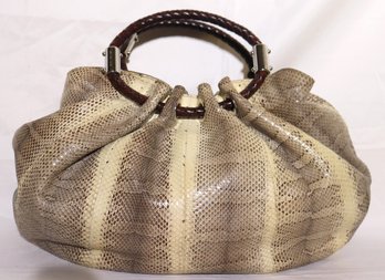 Michael Kors Made In Italy Snake Skin Style Handbag With A Silver Liner, Shoulder Strap Included