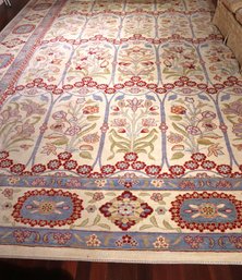 Traditional Handmade Wool Pile Custom Carpet With Floral Pattern Approx. 12 Feet X 16 Feet