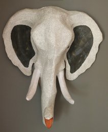 Papier-mache Elephant Covered With French Language Paper.