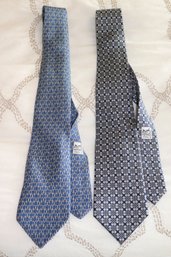 2 Hermes Paris Designer Silk Ties