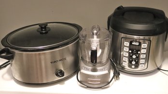 Euro Pro Slow Cooker, Cuisinart, 4- Cup Work Bowl Mixer And Aroma Professional Plus Rice Cooker