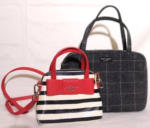 Kate Spade NY Designer Wool Handbag And Cute Little Kate Spade Striped Bag With Bow