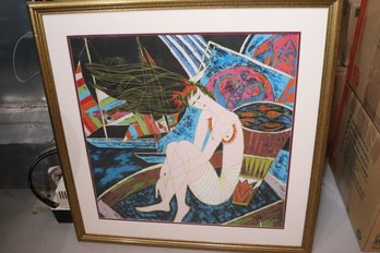 Framed Print Of Nude Unique Piece Measures Approximately 34 X 34 Inches