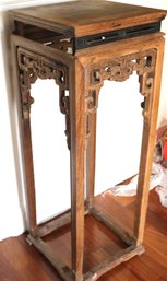 Tall Carved Chinese Pedestal With Age Related Wear