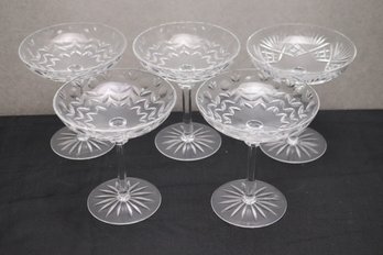 Set Of 5 Beautiful Bohemian King Louis Style Round Glass Pedestal Compote Dishes