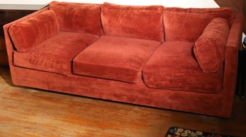 Vintage MCM Rustic Toned Sofa With Back Cushions, Very Cozy And Comfortable