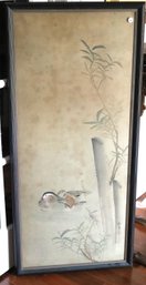 Watercolor Painting On Silk With Peking Ducks & Bamboo