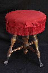 Vintage Claw & Ball Piano Stool With A Custom Upholstered Seat Cushion
