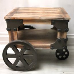Cute Little Rustic Miners Wood And Metal Look Wagon.