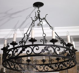 Ornate French Country Style Chandelier Measures Approximately 34 Inches Diameter X 34 Inches Tall