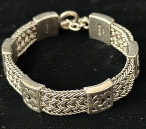 Lois Hill 7 Inch Sterling Silver 6 Panel Bracelet With A Toggle Closure