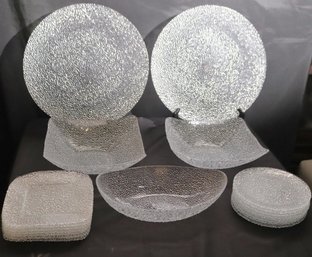 Stylish Crackle Glass Serving Dishes