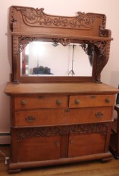 Antique Victorian Chest , Mirror Has A Beveled Edge. Can Separate Into 2 Pieces