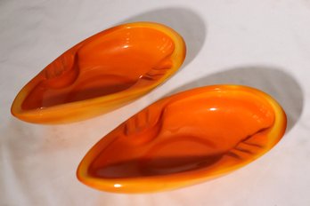 Vintage Orange Glass Ashtrays In A Fiery Orange Tone