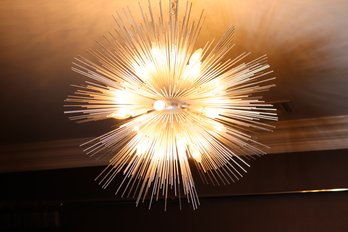 Contemporary Visual Comfort Round Strada Pendant Ceiling Light Fixture With Multiple Lights Approx. 24 X 24 In