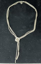 David Yurman Sterling Silver 16 Inch Triple Strand Necklace With Diamond Pave Pendant