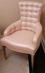 Modern Cleo Style Tufted Accent/side Chair In A Light Pink Tone With Shiny Painted Legs-Nancy Corzine Factor