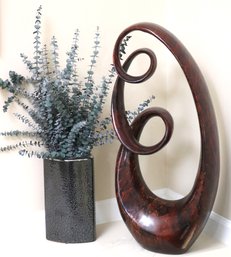 Home Decor Includes A Large Resin Sculpture & Decorative Faux Plant