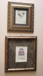 Includes A Framed Portrait Print/ Etching In The Frame And Empire Style XVIII Century Print